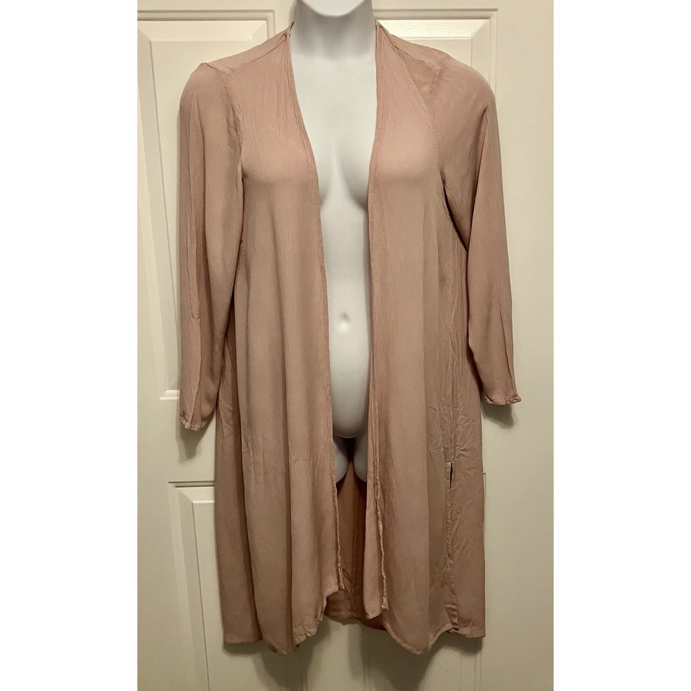 Torrid Sz 00 (10 M/L) Open Front Long Duster Cardigan Mauve Pink Women’s